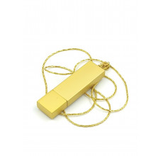 USB Флешка Подвеска на длинной цепочке золотистая подарочная