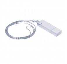 USB Флешка Подвеска на длинной цепочке серебристая подарочная