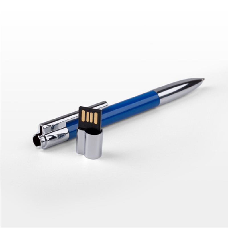 Флешка Ручка металл/пластик синяя