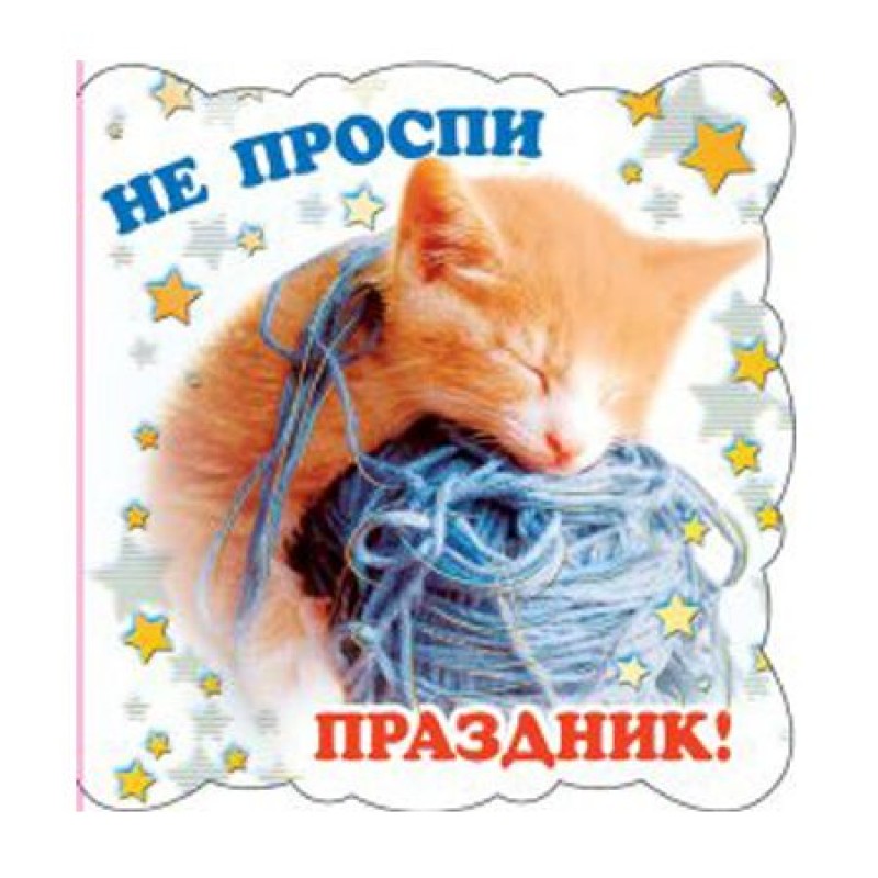 Открытка М-5091сф Мини-открытка "Не проспи праздник!" 68х130